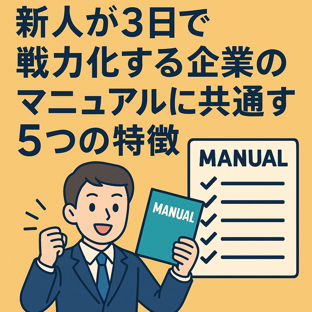 新人が3日で戦力化する企業のマニュアルに共通する5つの特徴